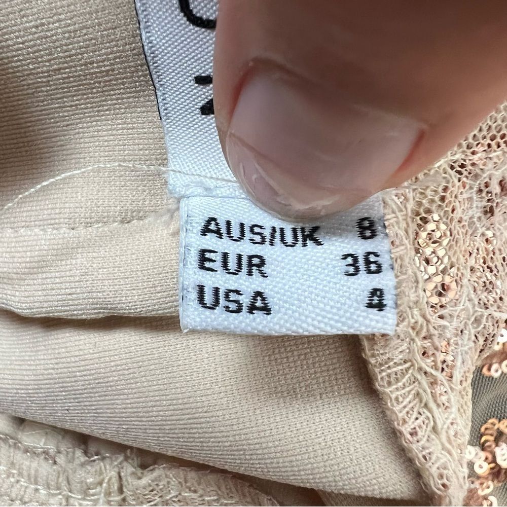 Showpo Passion Fusion NWT Nude Sequin V Neck Evening Gown Womens Size 4 - Picture 9 of 12